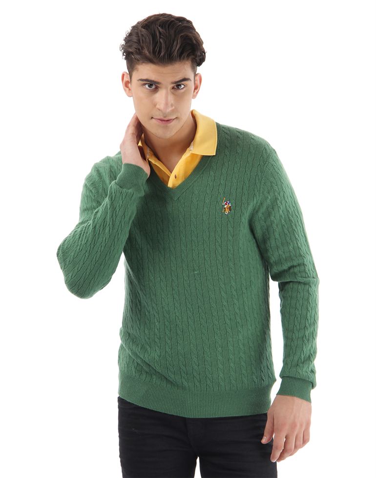 U.S. Polo Association Casual Wear Self Design Men Sweater